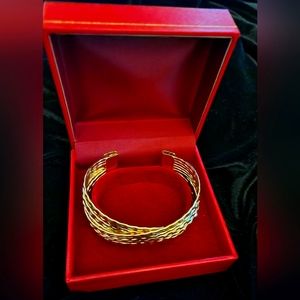 New Golden Cuff Bracelet | Chunky Wide Metal Gold Cuff